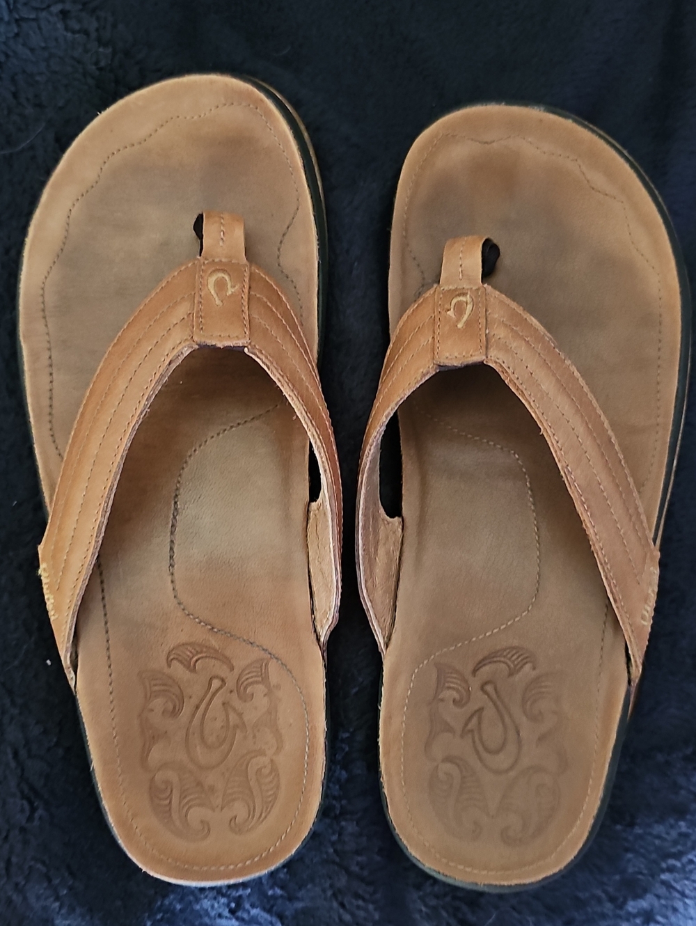 OluKai Moko Size 11 Brown Leather Flip-Flops - Picture 3 of 12